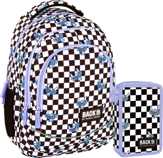Zestaw szkolny BackUP szachownica Fuzz 2w1 – plecak i wyposażony piórnik