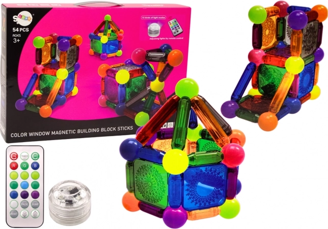 Magnetyczna konstrukcyjna zabawka z podświetleniem, 54 elementy