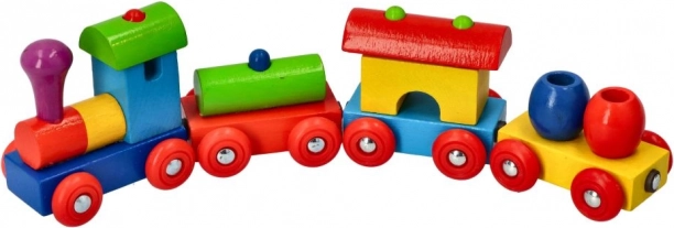 Goki kolorowy drewniany pociąg z magnetycznymi wagonikami