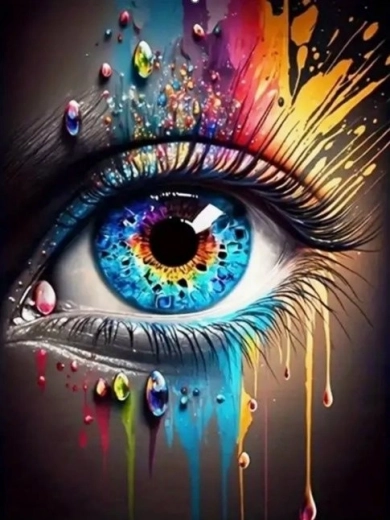 diamentowe malowanie kolorowe oko 30 × 40 cm