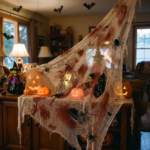 Halloweenowa dekoracja tekstylna czerwono-biała 91 x 76 cm