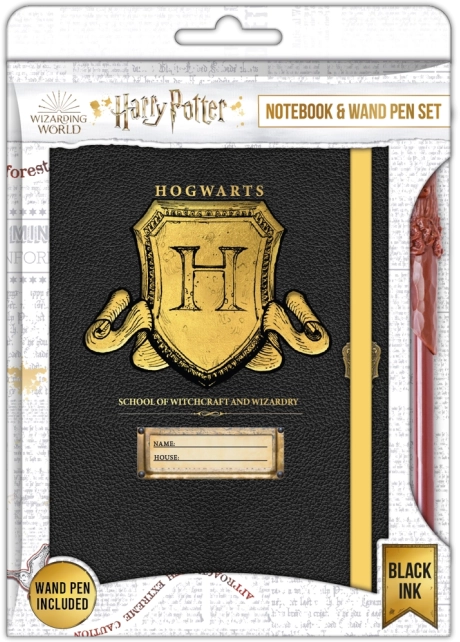 Harry Potter – notes z herbem Hogwartu A5 i długopis w kształcie różdżki