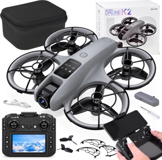 Dron z kamerą sterowany zdalnie z kontrolerem LCD