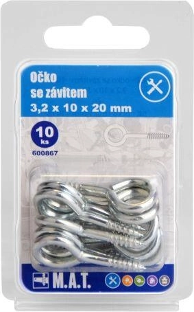 Zamknięte oczko z gwintem 20 × 10 × 3,2 mm, ocynkowane (10 szt.)