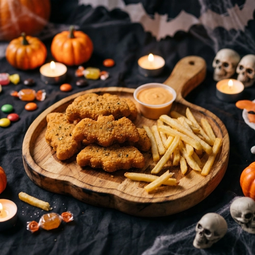 Drewniana halloweenowa taca do serwowania w kształcie dyni