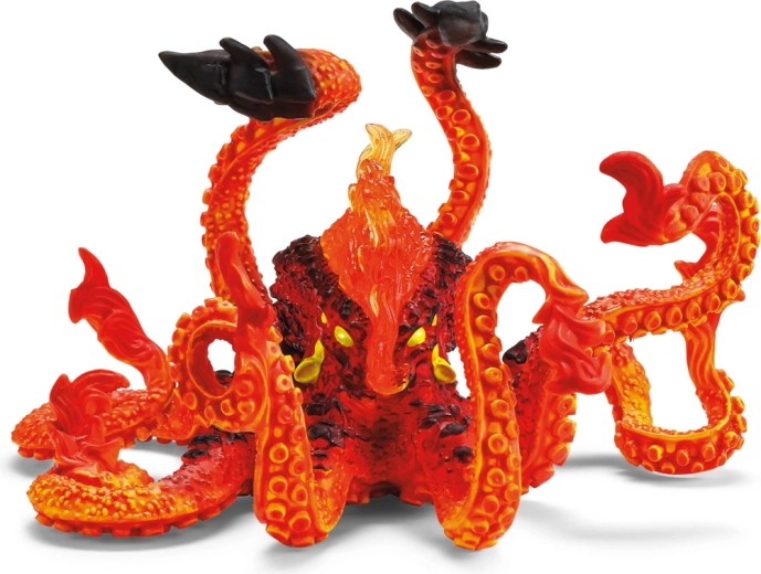 Ognisty kraken z mackami i przyssawkami