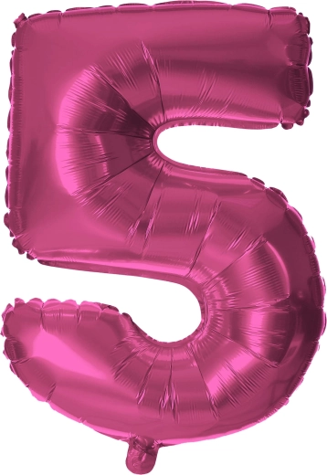 Balon foliowy cyfra 5 różowy 30 cm TORO