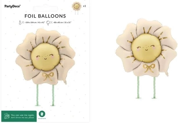 Foliowy chodzący balon kwiat jasny beż 104 × 104 cm