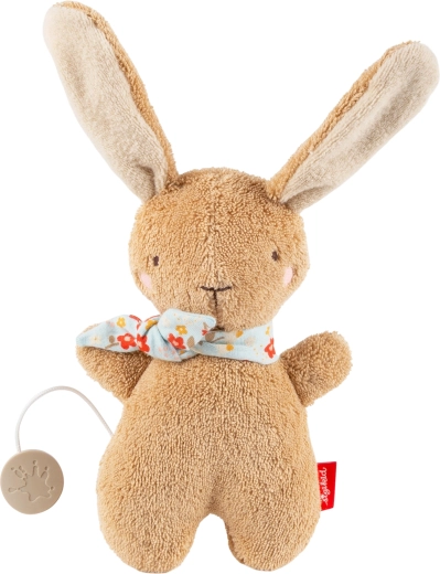 Sigikid – pierwsza pluszowa maskotka: króliczek z pozytywką, brązowy 19 cm