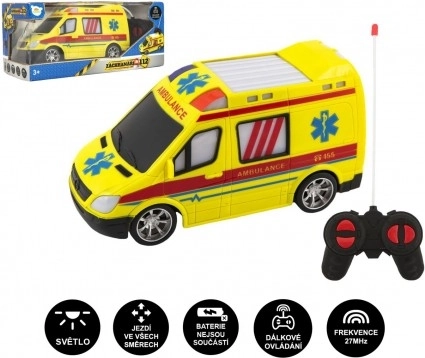 Karetka RC na zdalne sterowanie 27 MHz, 20 cm, ze światłem