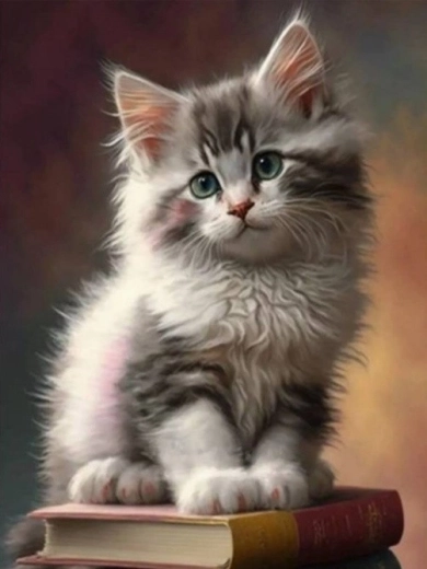 Mozaika diamentowa – kociątko na książkach