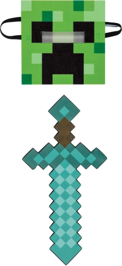 Minecraft zestaw: maska i piankowy miecz Creeper