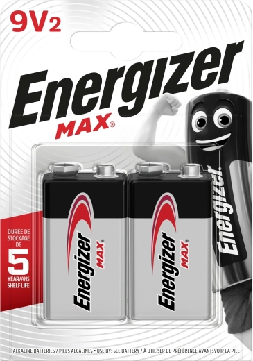 Energizer Max alkaliczna bateria 9V, 2 szt.