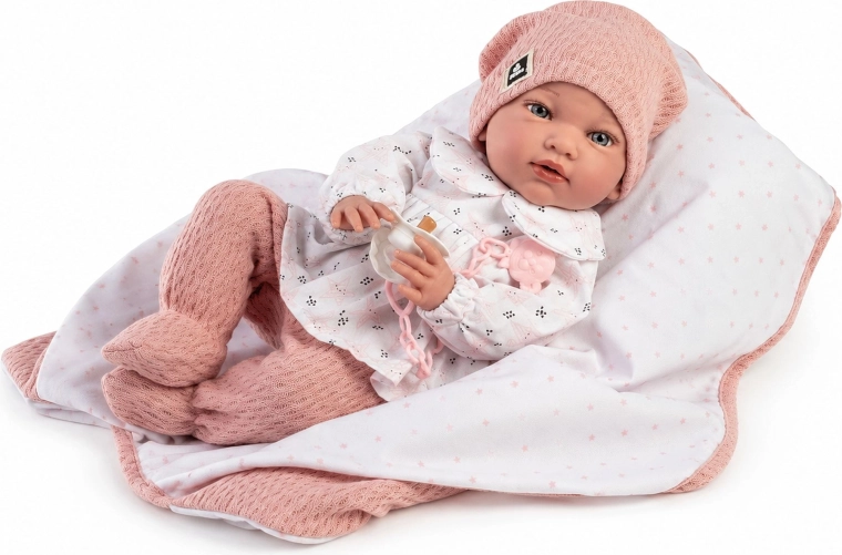 Guca Ada realistyczna obciążeniowa lalka niemowlę z dźwiękami i miękkim materiałowym ciałem, 42 cm