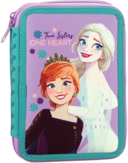 Dwukomorowy szkolny piórnik Frozen Elsa i Anna, w pełni wyposażony