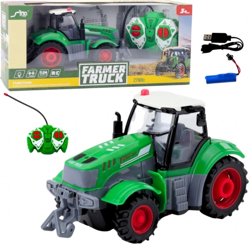 Zielony zdalnie sterowany traktor 1:24