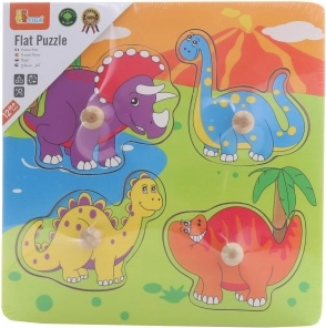 Drewniana układanka Kolorowe Dinozaury