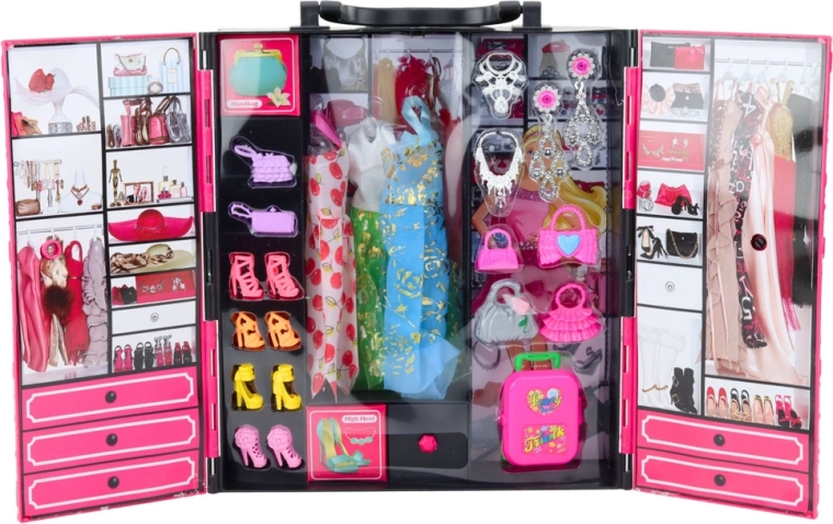 Rozkładana garderoba z przejrzystym miejscem do przechowywania