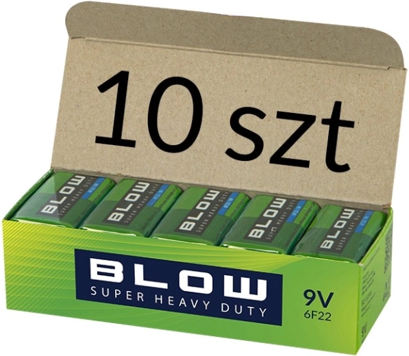 Baterie BLOW 9 V (6F22) Super Heavy Duty, opakowanie 10 szt.