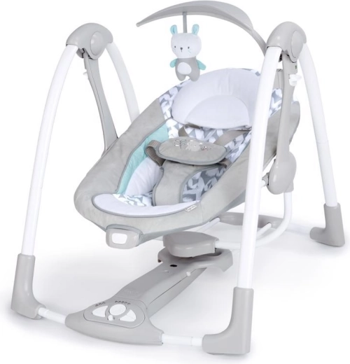 Konwertowana dziecięca huśtawka 2w1 z wibracjami i melodiami Raylan INGENUITY, 0m+ do 9 kg