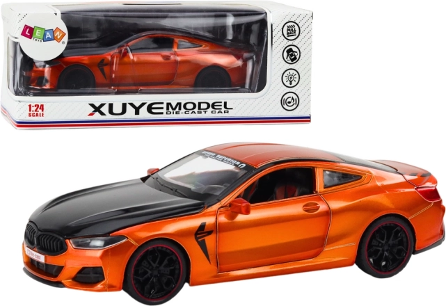 Metalowy model sportowy z napędem ciernym i otwieranymi elementami 1:24 pomarańczowy