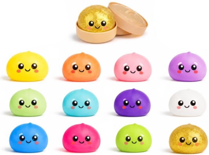 Kawaii squishy knedlíček w koszyczku do gotowania na parze (antystresowa zabawka do ściskania) - 1 sztuka