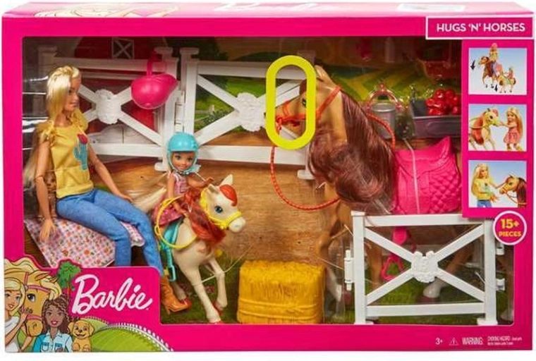 Stajnia Barbie z końmi, lalkami Barbie i Chelsea oraz akcesoriami