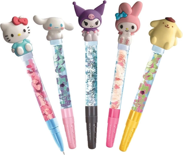 Pięć długopisów z brokatem i efektem confetti