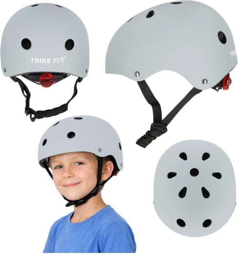 Dziecięcy kask rowerowy z LED, regulowany, rozmiar M (55–58 cm), ciemnoszary
