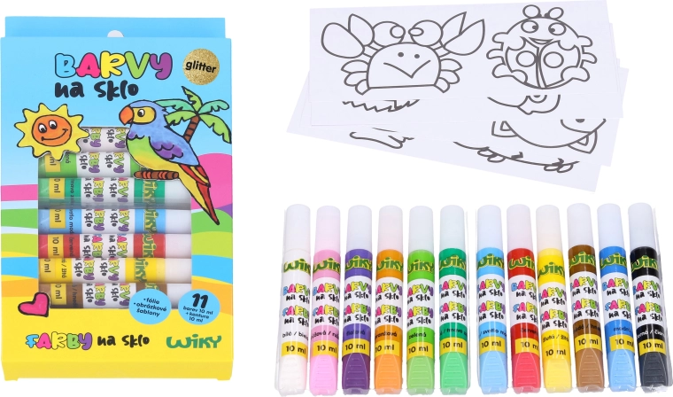 Brokatowe farby do szkła 11+1, 10 ml