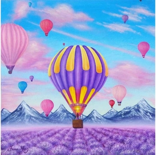 Diamentowe haftowanie (diamond painting) – lot balonem 30 × 30 cm - 1 sztuka