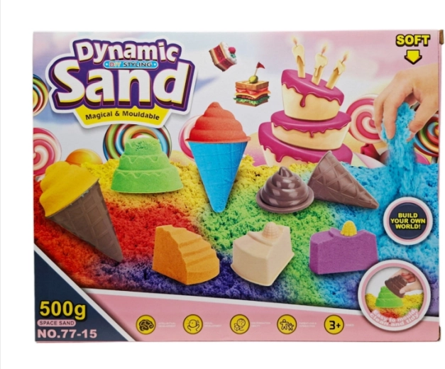Piasek kinetyczny 500 g z foremkami do deserów