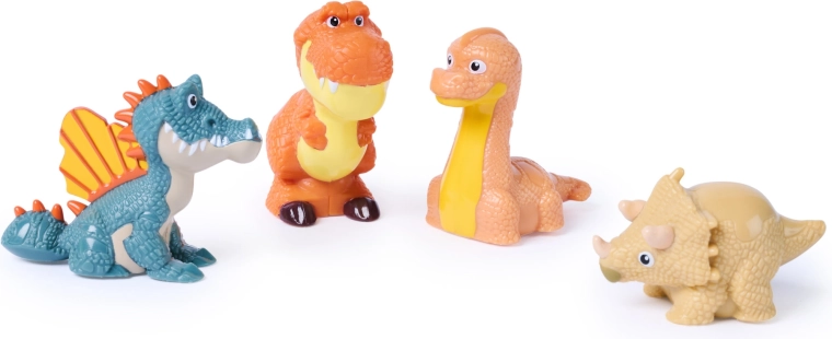 4 figurki dinozaurów z kulistą podstawką