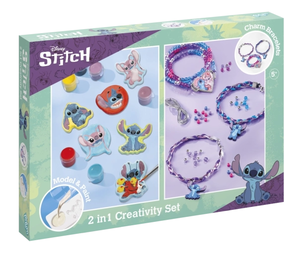 Kreatywny zestaw 2w1 DISNEY STITCH – tworzenie bransoletek i malowanie gipsowych figurek
