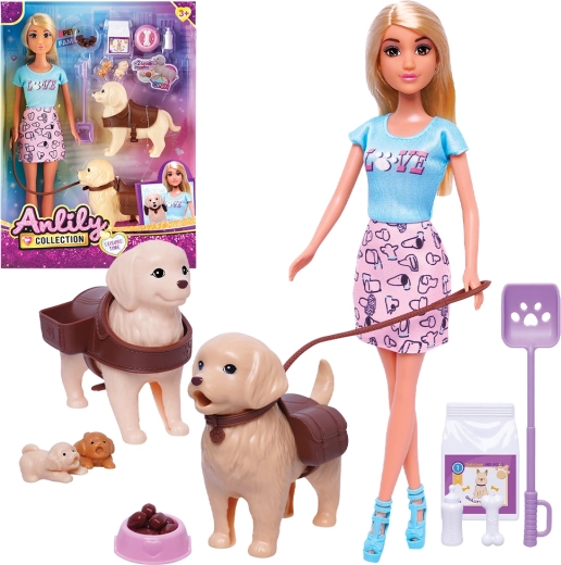 Zestaw lalka z dwoma pieskami 32 cm