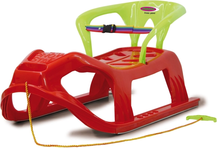 Snow Play dziecięce plastikowe sanki Snow Star 90 cm czerwone z oparciem