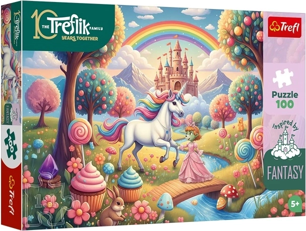 Puzzle Inspired By Fantasy – jednorożec w słodkiej krainie fantasy 100 elementów
