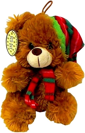 Pluszowy miś z czapką i szalikiem – motyw świąteczny