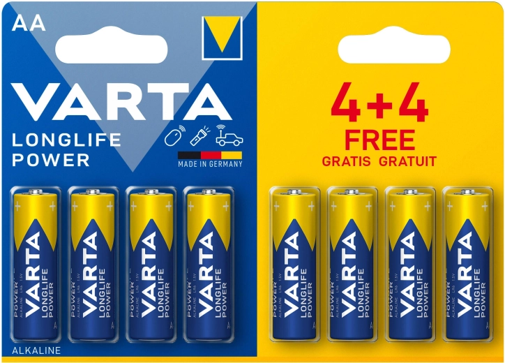 Alkaliczne baterie AA Longlife Power Varta 8 szt.