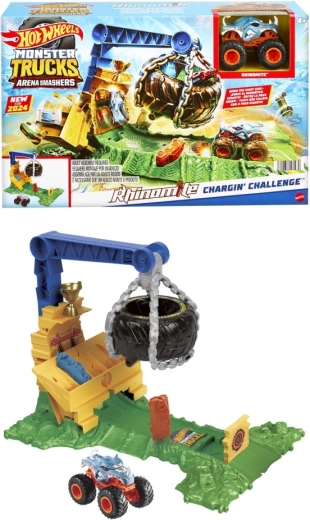 Hot Wheels Monster Trucks Arena Smashers Rhinomite – wyzwanie z rozbijającą oponą