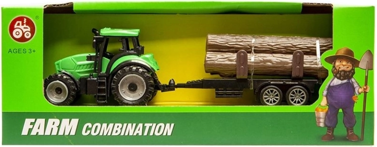 Mały traktor z przyczepą do drewna - 1 szt.