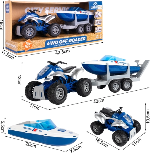 Policyjny zestaw – quad i motorówka 1:16