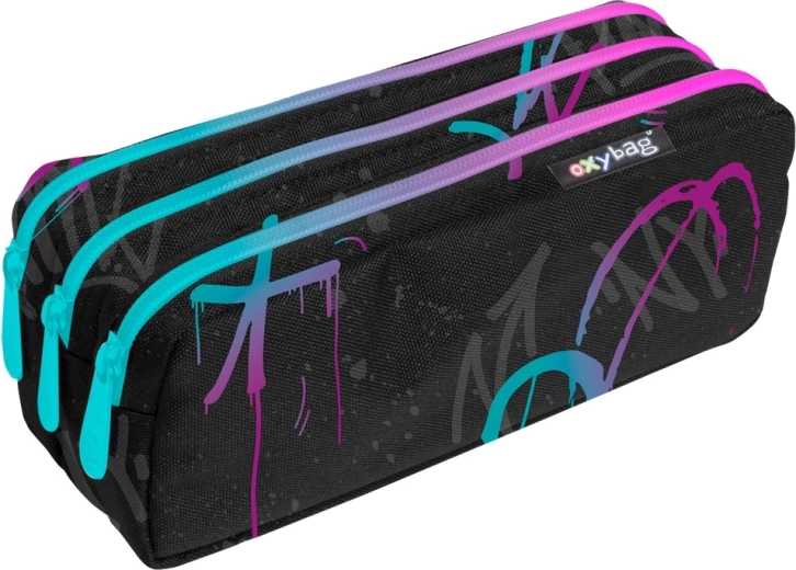 Piórnik typu etui z trzema zamkami Graffiti girl