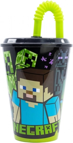 Dziecięcy kubek ze słomką Minecraft 430 ml czarny