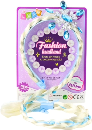 Długi warkocz z niebieską wstążką