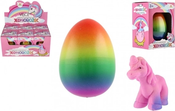 Wylęgający się jednorożec plastikowy 7x10 cm w pudełku