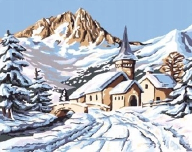 Norimpex Malowanie po numerach Zaśnieżona chata w górach 40 × 50 cm