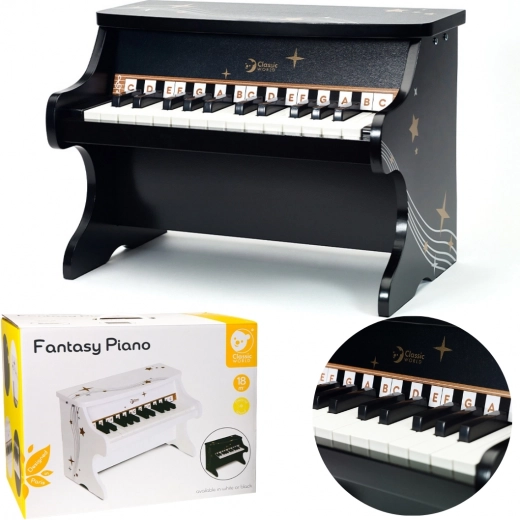 Dziecięce pianino Classic World – czarne drewniane