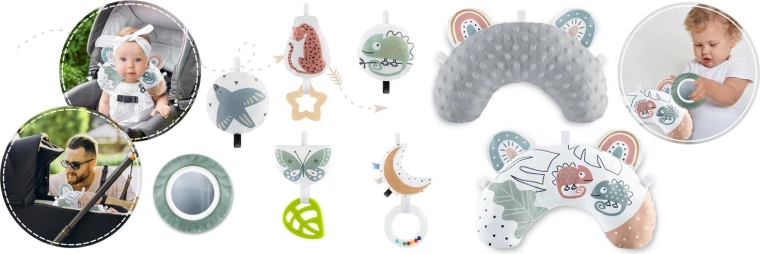 7 sensorycznych zabawek i poduszeczka gratis