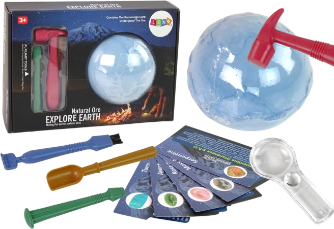 archeologiczny zestaw wykopalisk z minerałami i edukacyjnymi kartami